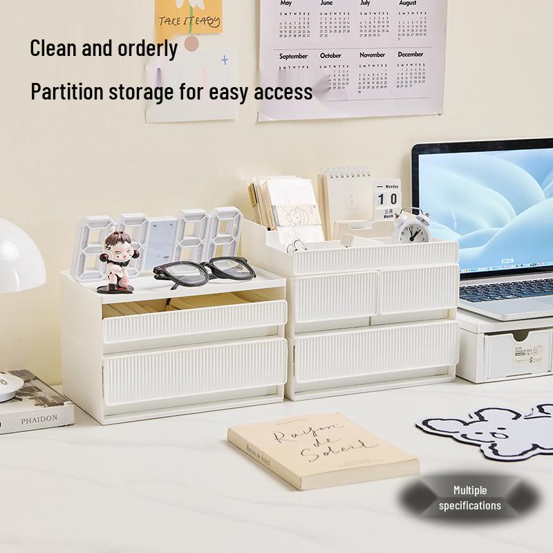 Stackable Multi-Layer Cosmetic Storage Box: High-End Skincare & Lipstick Organizer with Desktop Drawers