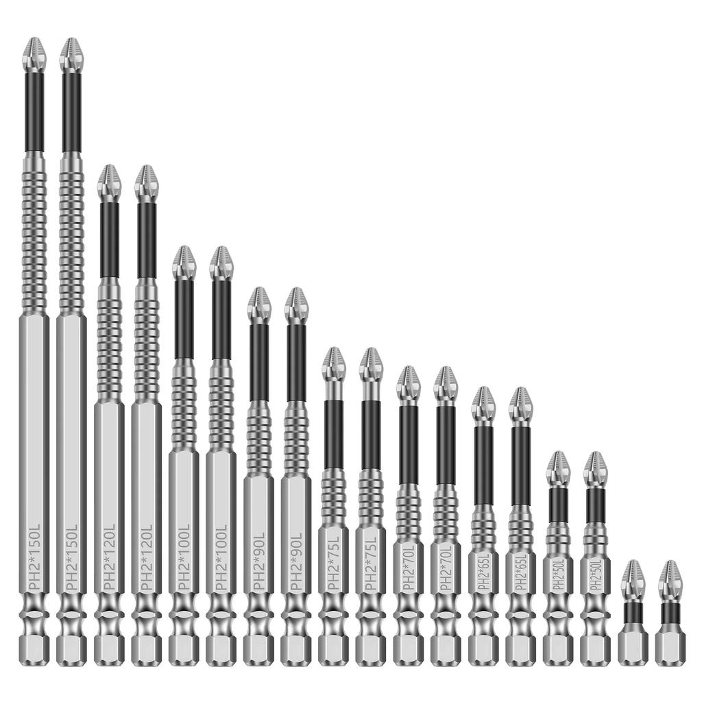 9/18Pcs Non-slip High Hardness Bit S2 Magnetic 5A Black Non-slip Cross Head Electric Drill Electric Screwdriver Bit Set