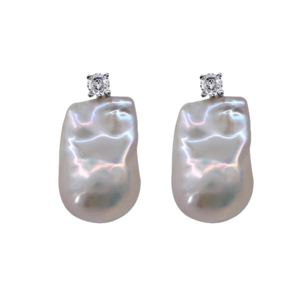 S911 Silver Needle Natural Freshwater Pearl Baroque Earrings Women's Simple Light Luxury Elegant Temperament Earrings Advanced Sense