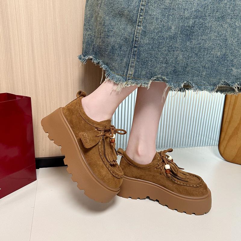 Leather Thick-soled Small Man Increases Height, Fashionable Autumn New Matte Retro Single Shoes