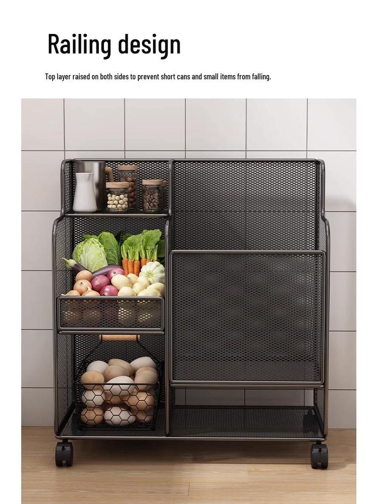 Multi-functional Kitchen Storage Rack: Multi-layer Basket for Fruits, Vegetables, Onions, Ginger, and Garlic
