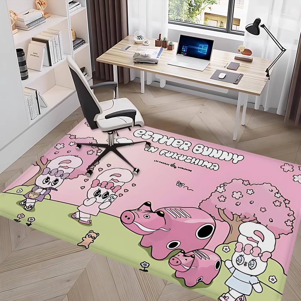 E-Esther Bunny Cartoon Entrance Door Mat Nordic Style Home Doormat Bathroom-Toilet Mats Bedroom Hotel Decor Mat