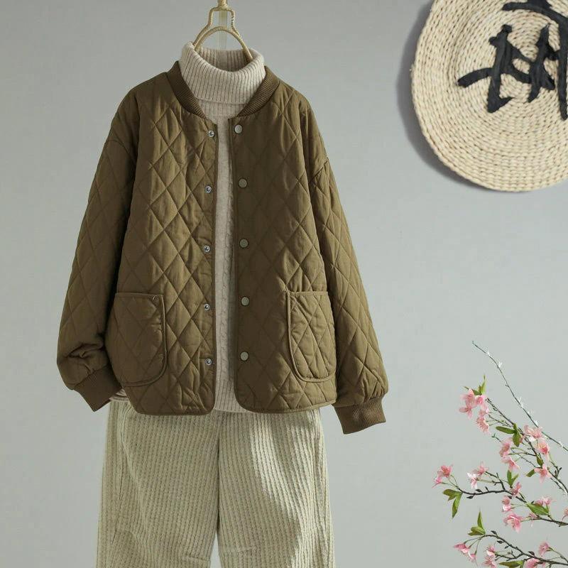 Damen Steppjacke Argyle 2025: Winter Kurz, Lockerer Schnitt, Einfarbig, Leicht & Modisch