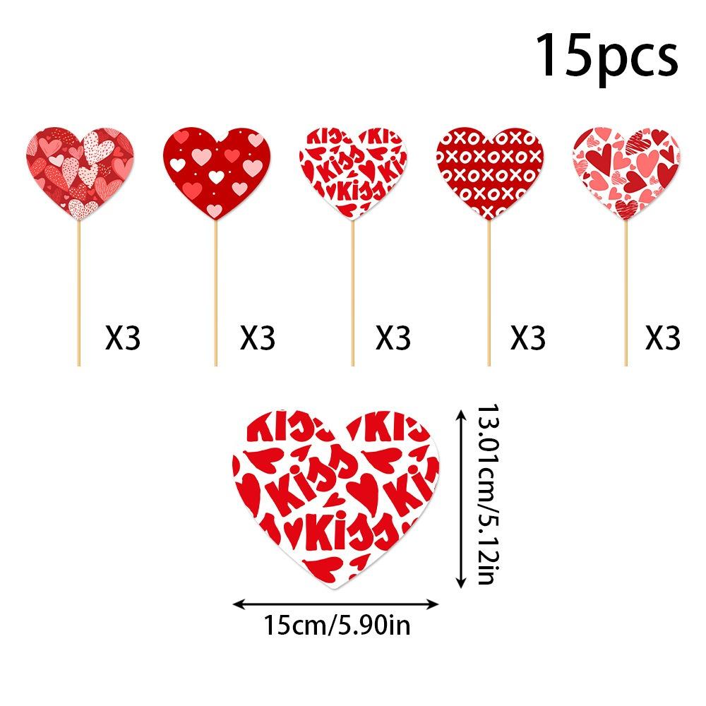 15PCS Heart Shape Valentines Day Decorations Romantic Arrange Props Bouquet Decoration Sticks Confession Multipurpose