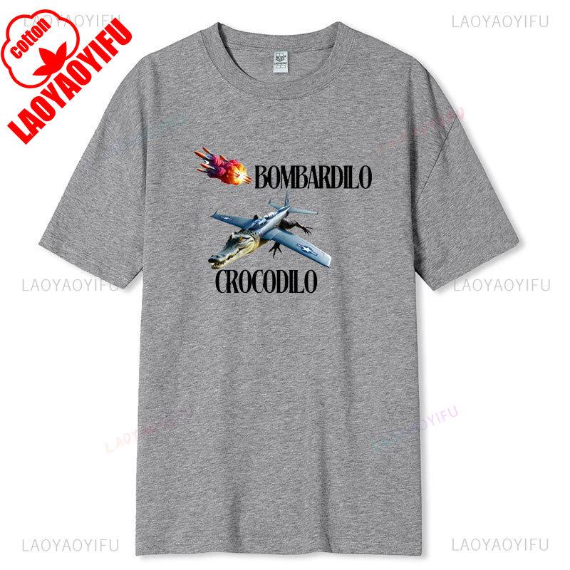 Italian Brainrot Shirt BOMBARDILO CROCODILO Funny AI Art 2025 Viral Meme Mythical Shanhaijing Design Cotton Tee Adult Casual Top