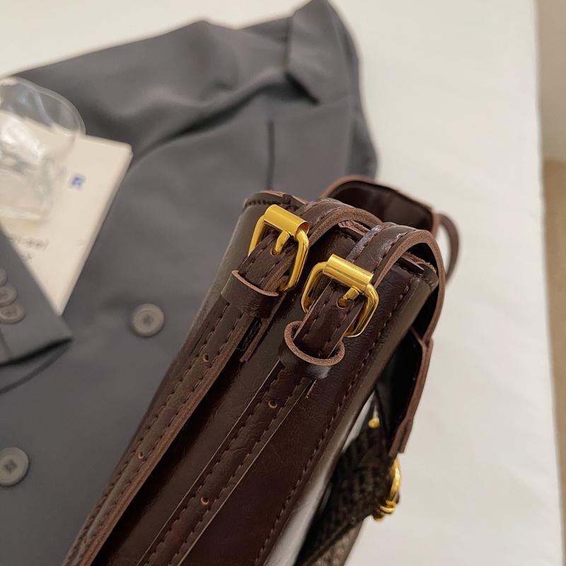 Vintage Zachte Leren Crossbody Tas Dames Hobo Schoudertas met Geweven Brede Band voor Dagelijkse Woon-werkverkeer Werk Winkelen en Reizen