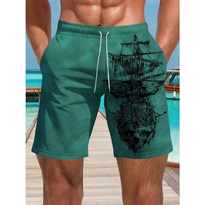 Summer 3D Skeleton Pattern Print Shorts Fashionable Casual Beach Men's Shorts