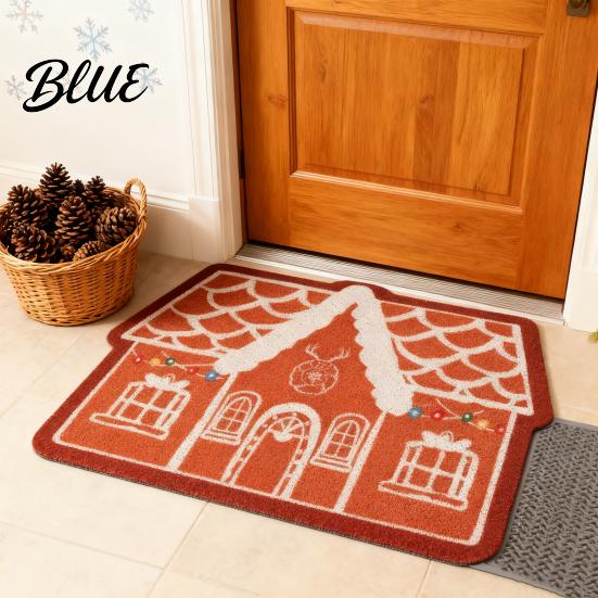 Holiday Theme Rug Kitchen Slip Door Mat Christmas Welcome Gingerbread House Non Seasonal Entrance
