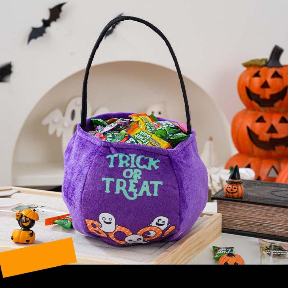 Gifts Pouch Halloween Candy Bag Cloth Stuffed Cotton Tote Bags Funny Pumpkin Candy Bucket  Gift