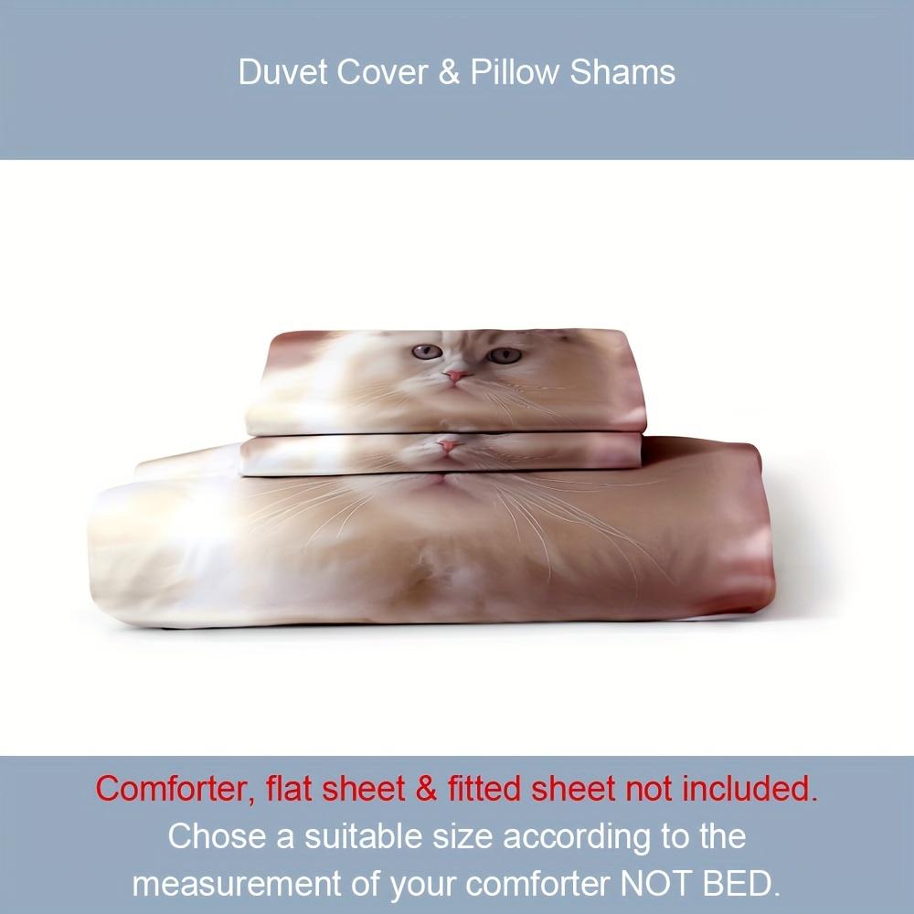 Modern Fashion Soft Duvet Cover Set 3D Adorable Lovely Cat Print Beding Set, Soft Comfortable Soft Duvet Cover For Bedrom Guest Rom
