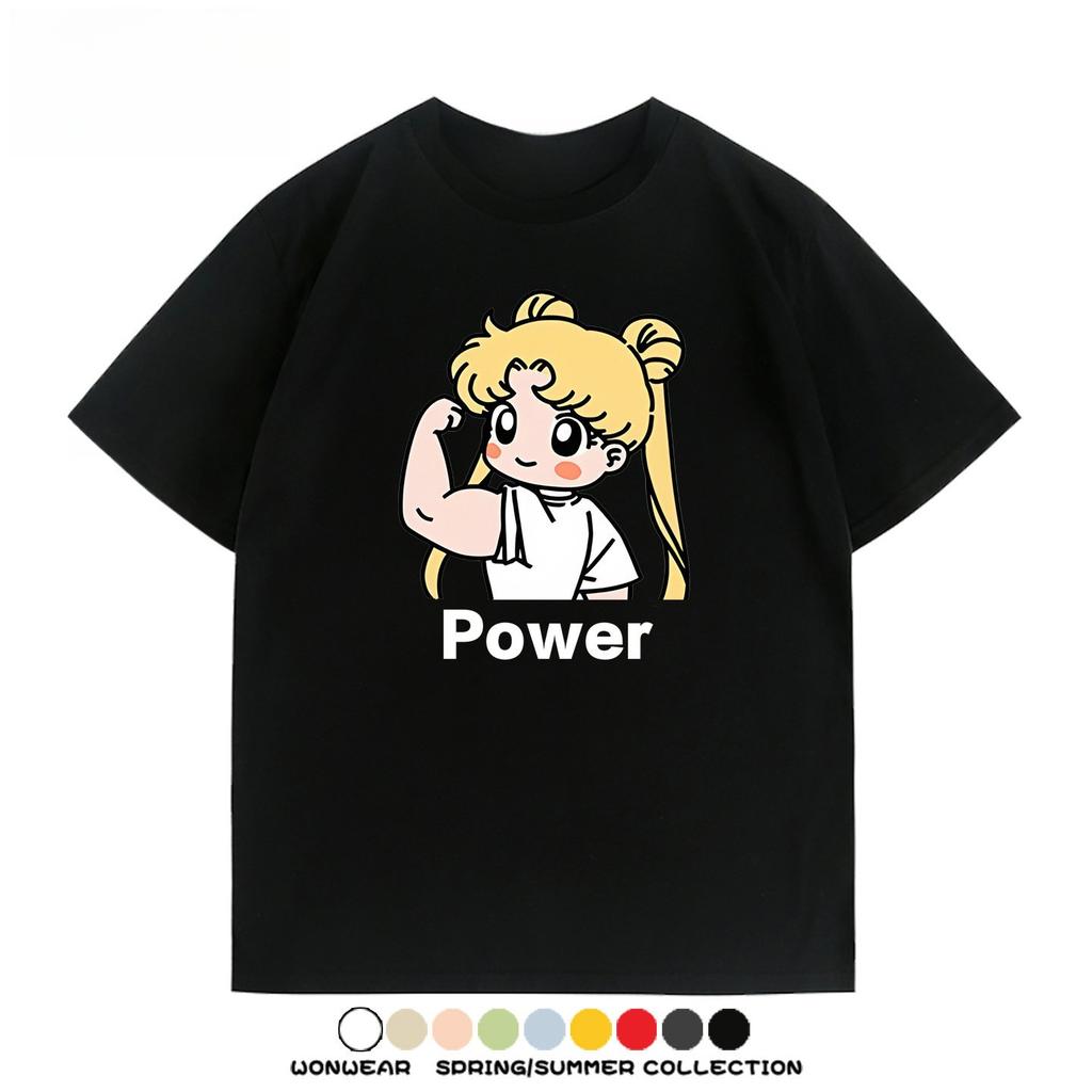 2026 New Pretty Soldier Sailor Moon Biceps Print T-shirt Short Sleeve T-shirt Men's and Women's T-shirt Sports Fitness T-shirt