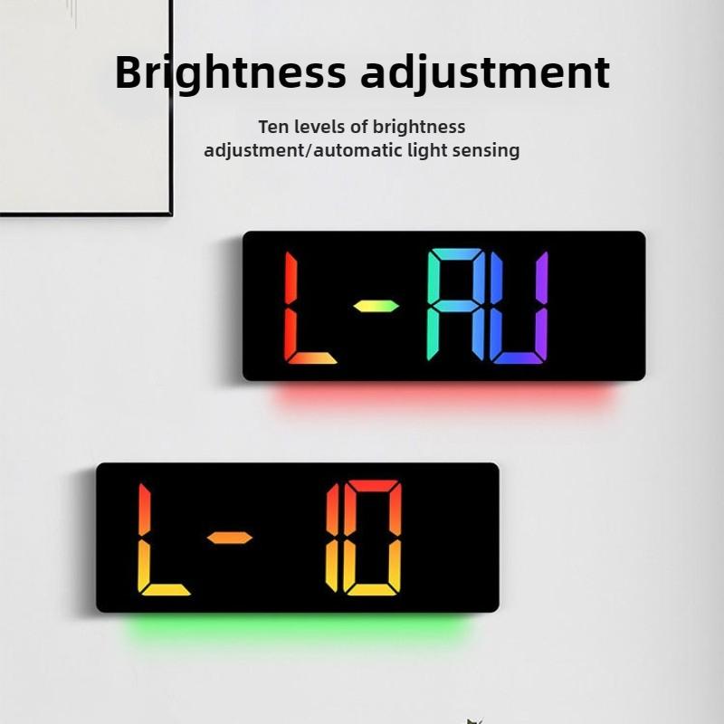 LED Electronic Wall Clock Temperature Display Digital Clock Nordic Living Room Wall Watch Modern Home Decoration Accessories