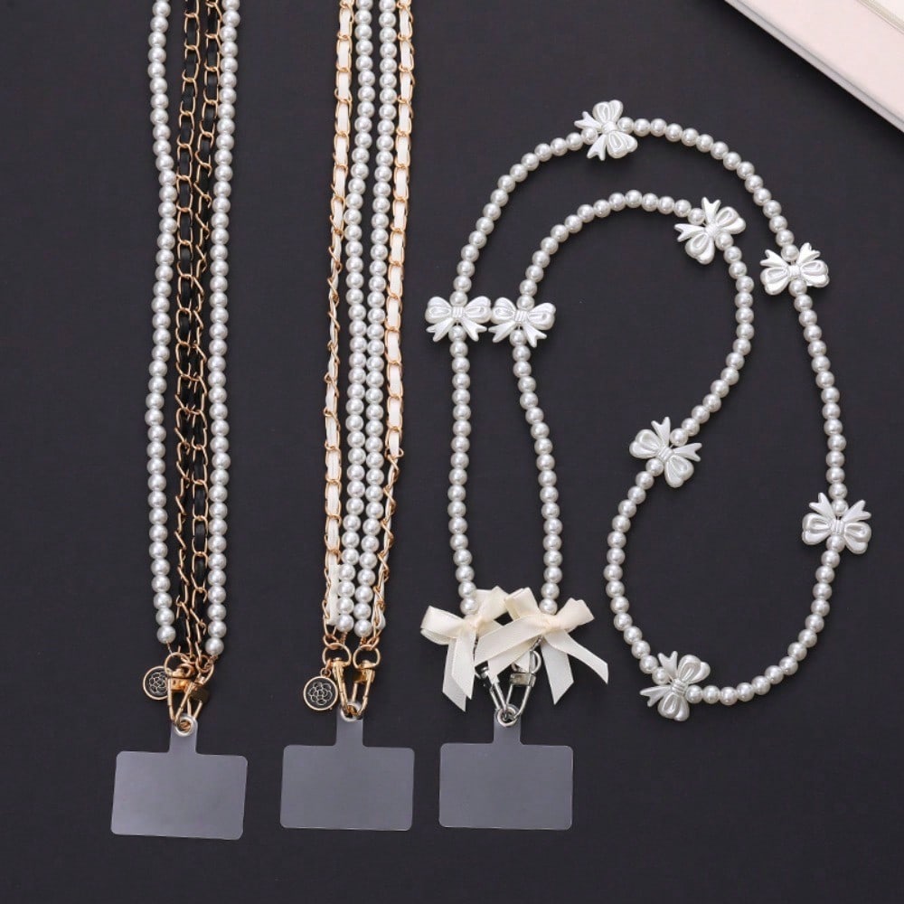 Pearl Mobile Phone Neck Lanyard Mobile Phone Chain Diagonal Span Chain Mobile Phone Case Accessories Female