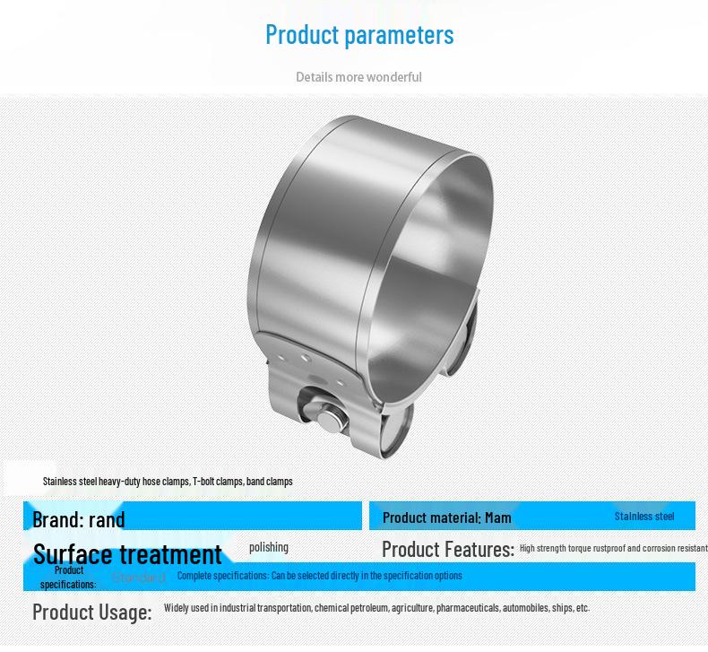 Stainless Steel Car Exhaust Widened Hose and Pipe Clamp