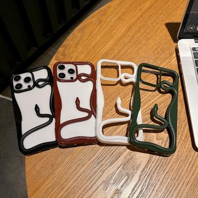 Pokovení 3D Tvar hada Módní Duté Pouzdro Pro iPhone 16 Pro Max 15 Pro 14 Plus 13 12 11 Nárazuvzdorný Měkký Silikonový Kryt na Telefon