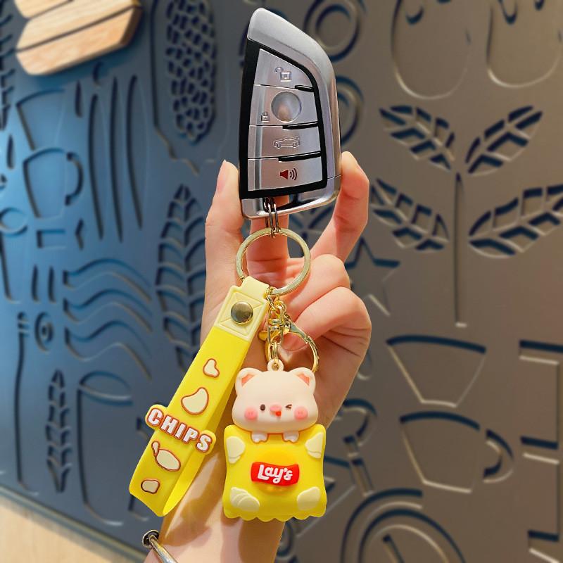 Adorable Cartoon Panda Keychain Cute Silicone Charm Creative Backpack Accessory