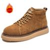 Fashion 2025 Designer Brand High Top Casual Shoes Winter Cotton Men's Business Short Boots Retro Brown Men's Leather Ankle Boots