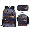 Luxury Novelty Cool Tribal Colored Horses 3D Print 3pcs/Set pupil School Bags Laptop Daypack Backpack Lunch bag Pencil Case