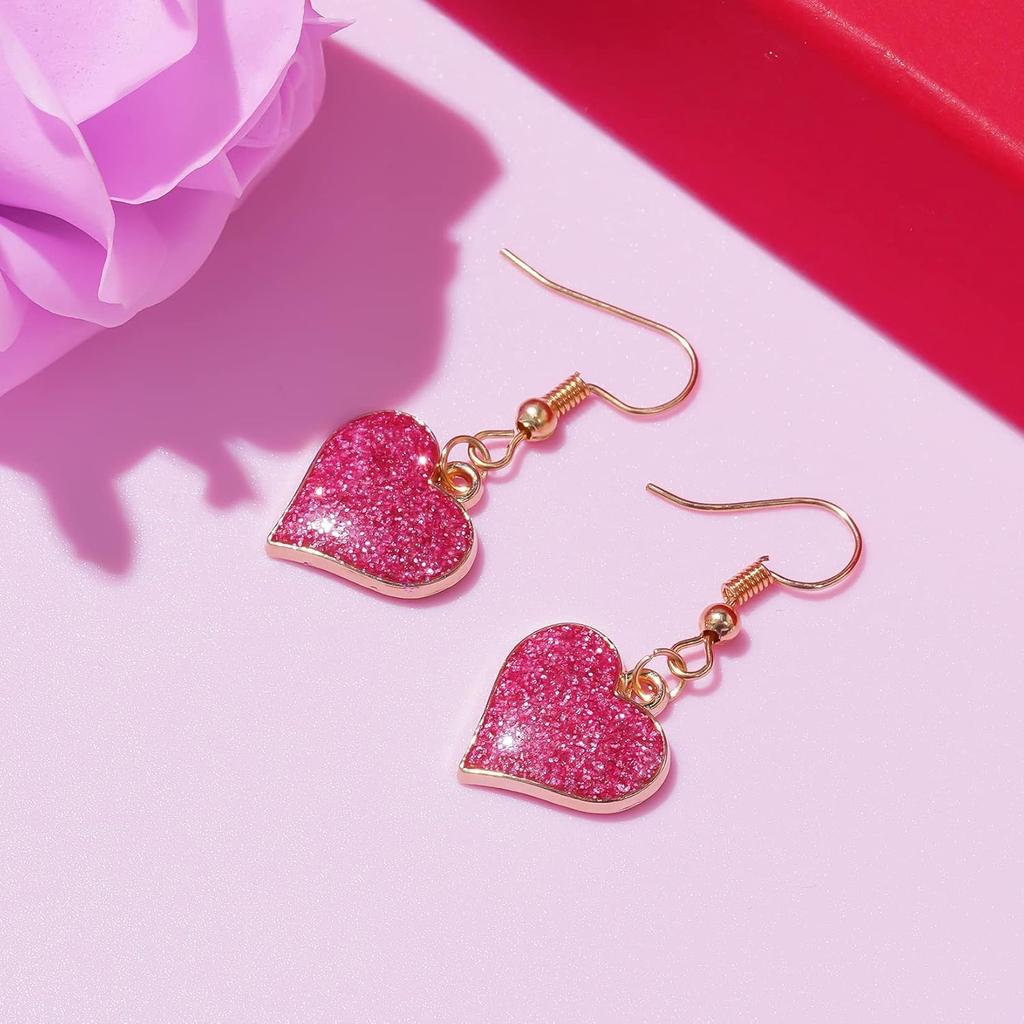 6/12/24 szt. Walentynki Serce Kształt Charms Brokat Mini Serca Wisiorki do DIY Walentynki Biżuteria Kolczyki Bransoletka Naszyjnik Making