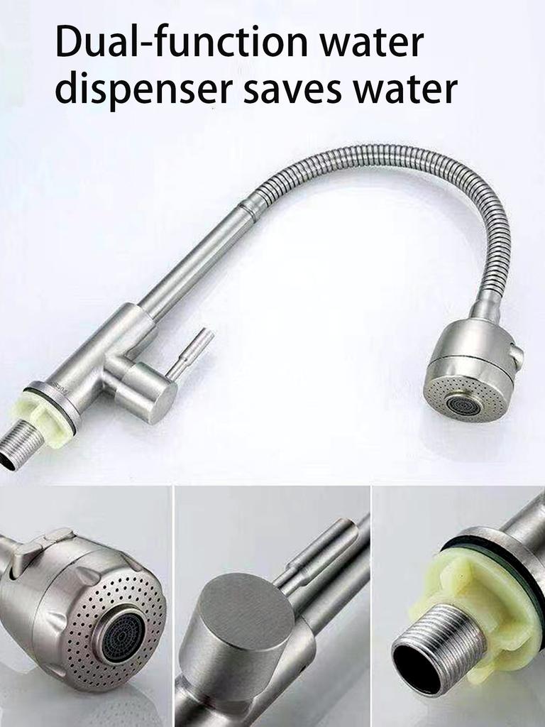 Stainless Steel SUS304 Flexible 360 Swivel Spout Single Lever Cold Tap Kitchen Faucet