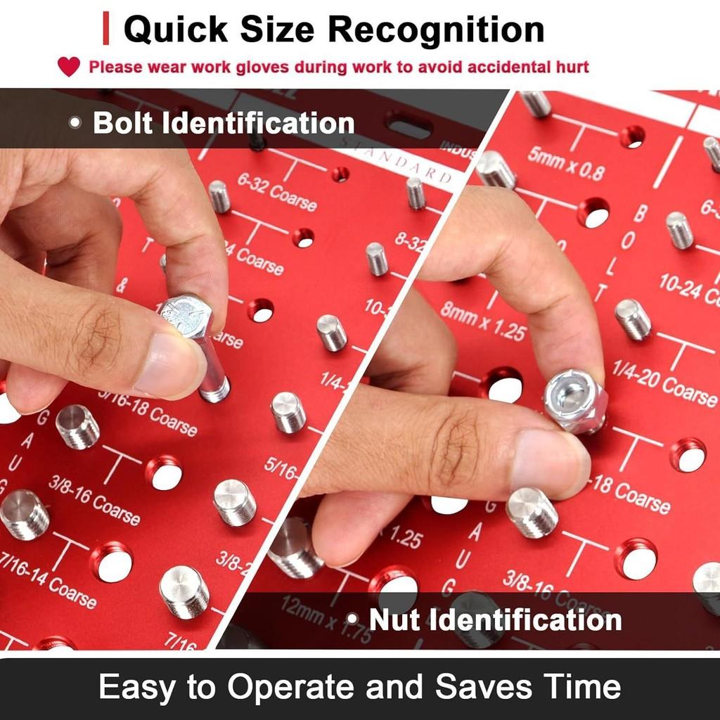 Nut And Bolt Thread Checker High Precision Screw Measuring Gauge Aluminum Alloy Metric Size Nut Checker