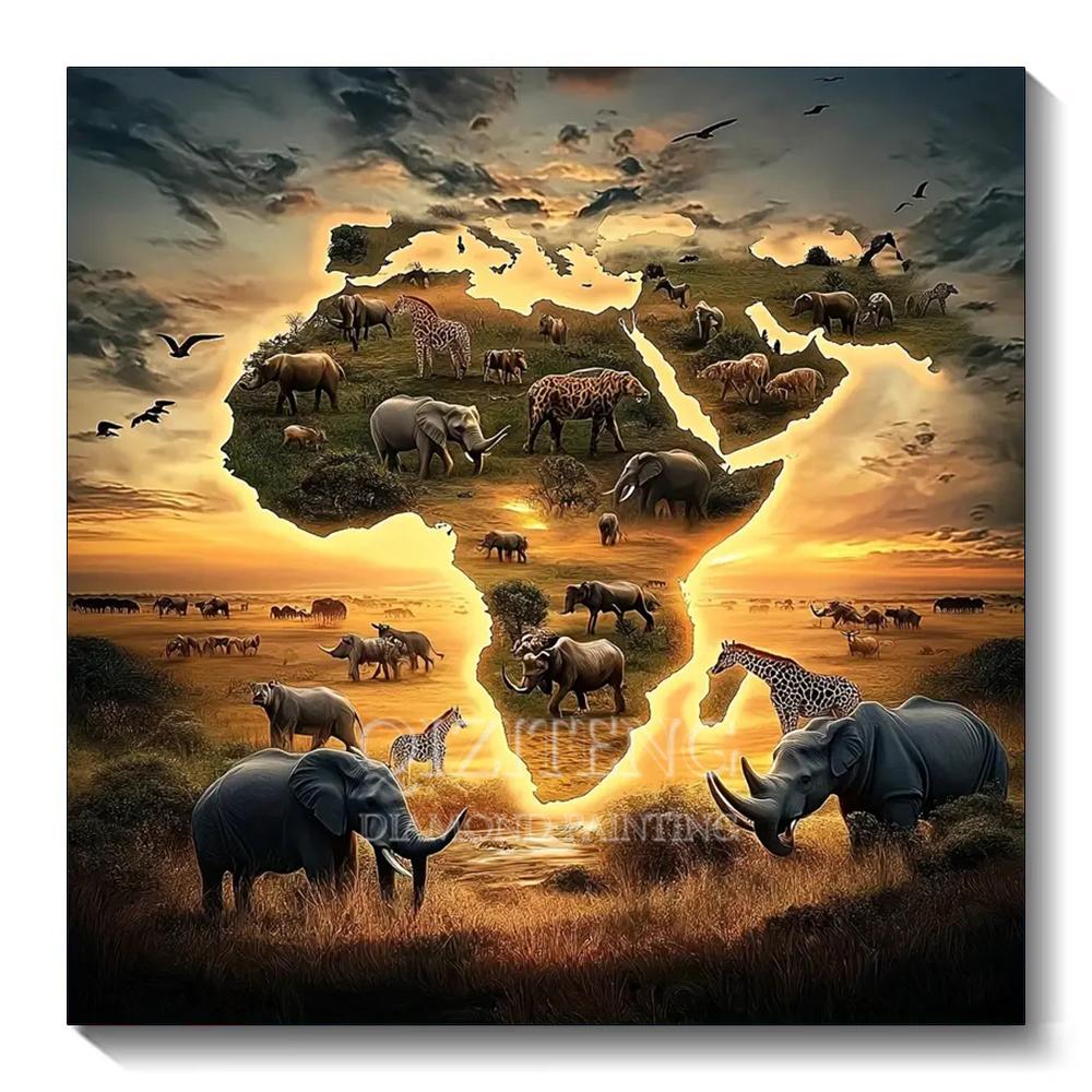Diamond Painting Sunset Elephant Handmade 5D Diy Full Kits Diamond Mosaic Reflection Art Kit Handmade Home Decor New Arrivals