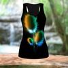 3D Gradient Blue Feather Print Women Workout Yoga Gym Printed Summer Sport Shirts Plus Size Vests