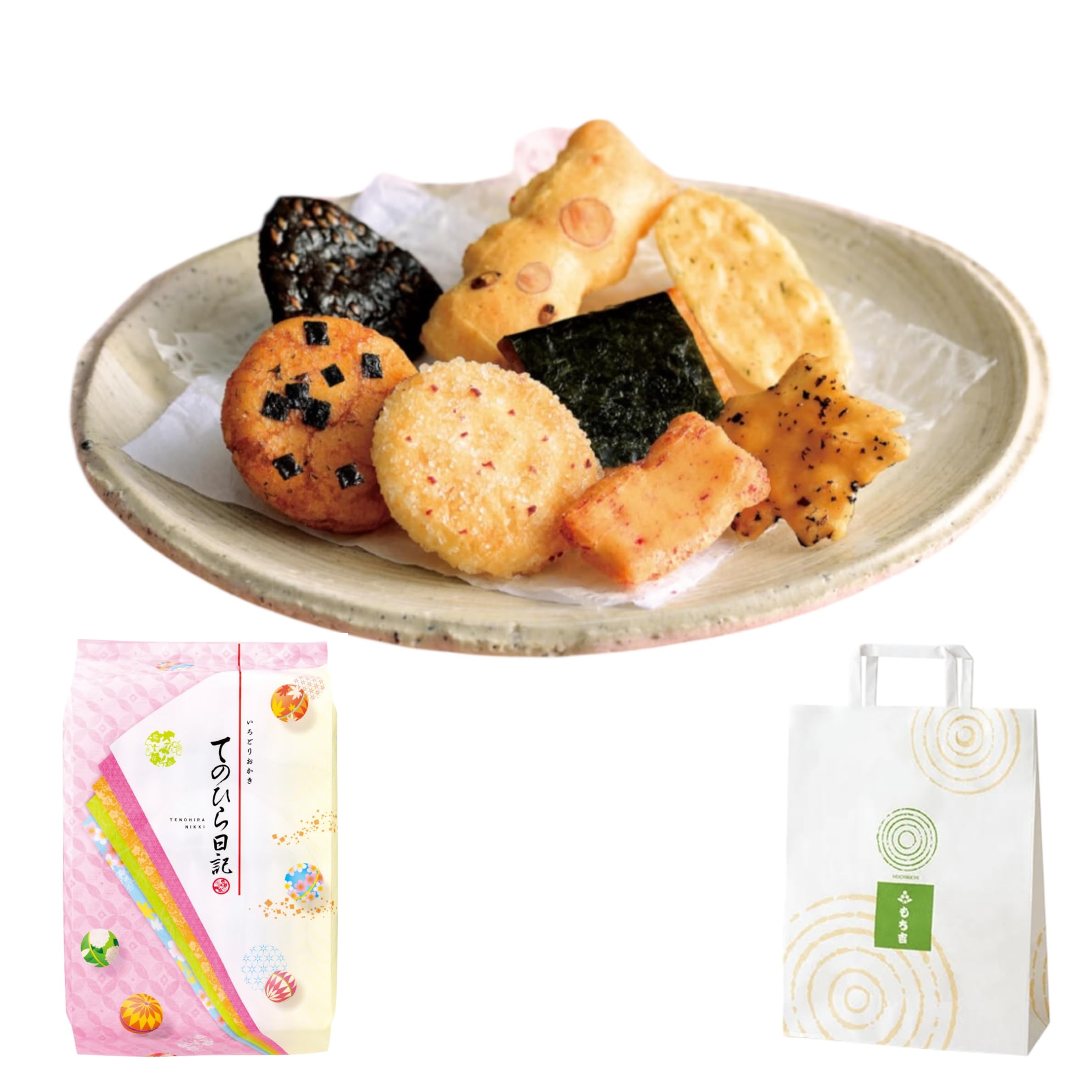 

Tenohira Nikki Large Refill Pack Individually wrapped rice assorted rice made with domestically produced Japanese tea or treat Comes with a paper bag