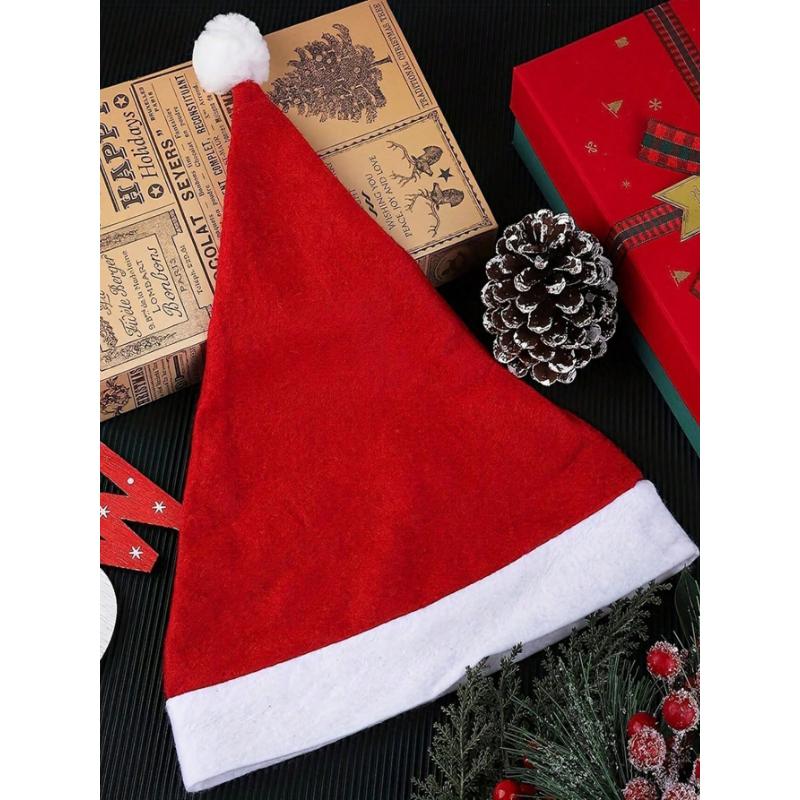 1pcs Classic Santa Claus Hat - Soft Polyester Fabric, Non-Stretch, 3 Styles - Perfect Gift For Coworkers And Office Parties, Christmas Costume