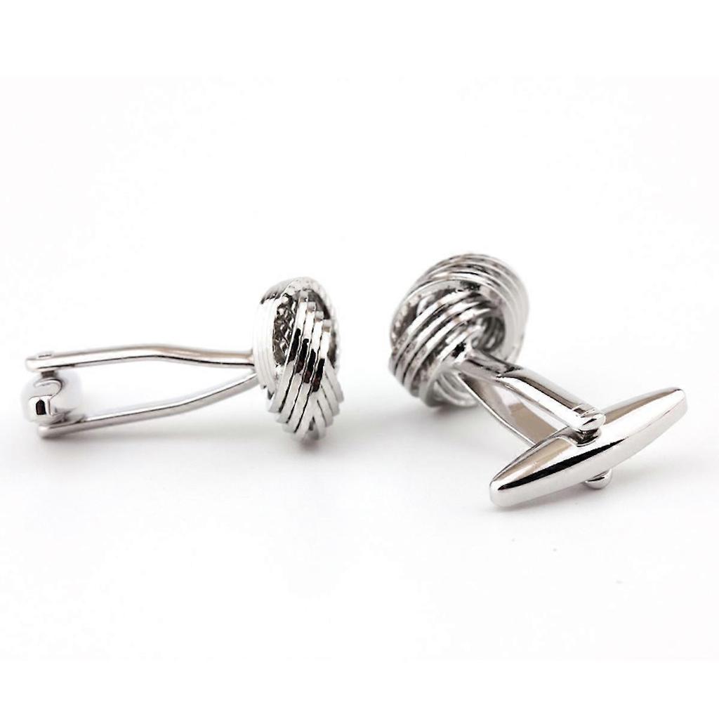1 Pair Man's Shirt Studs Twist Pattern Cufflinks Silver Plated for Business Wedding Party