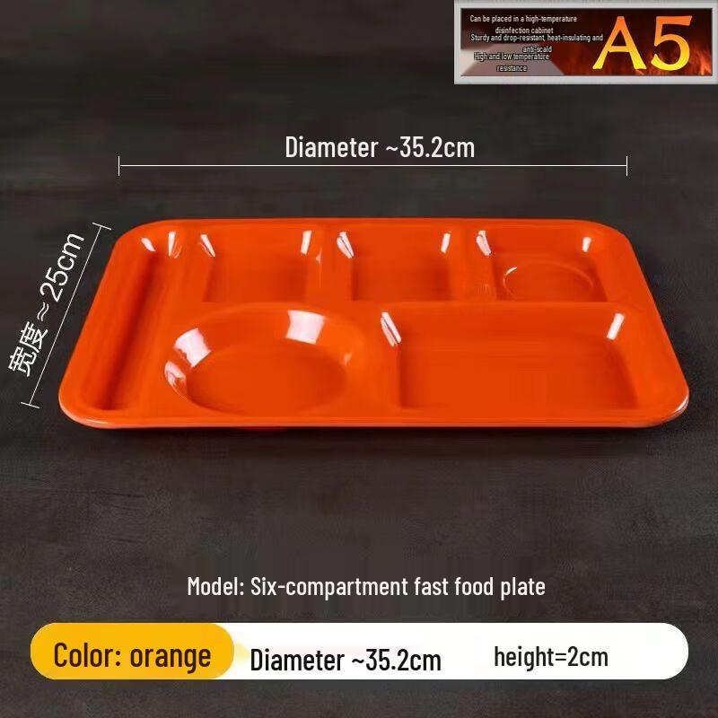 Thickened Melamine 4-Compartment Canteen Plate
