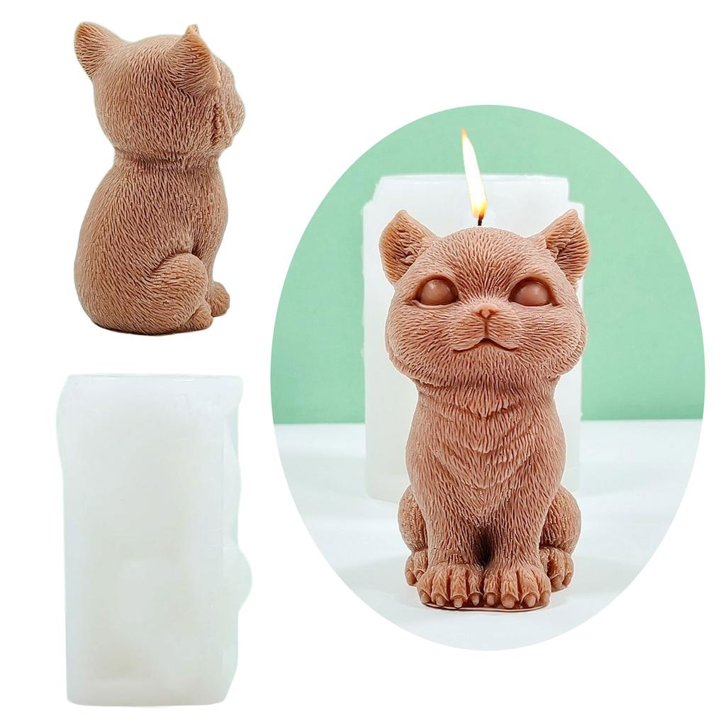 Silicone Mould Cat Candle Molds Sitting Cat Molds Animal Casting Molds Soap Molds Clay Molds for Cake Decorations