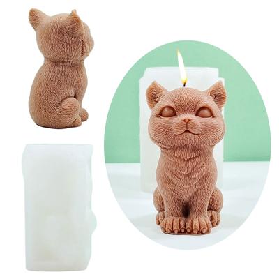 Cat Candle Molds Sitting Cat Silicone Moulds Scented Candle Casting Molds Animal Clay Moulds for Cake Decorations