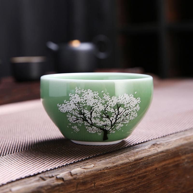 NEW TikTok Same Style -Changing Camellia Kung Fu Tea Set Tasting Glaze Color Ge Kiln Master Cup Female Factory Wholesal