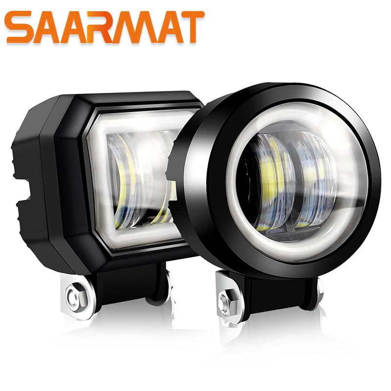 2PCS/1PCS Waterproof Round LED Angel Eyes Light Bar Portable Spotlights Motorcycle Offroad Car Truck Driving Boat Work Light