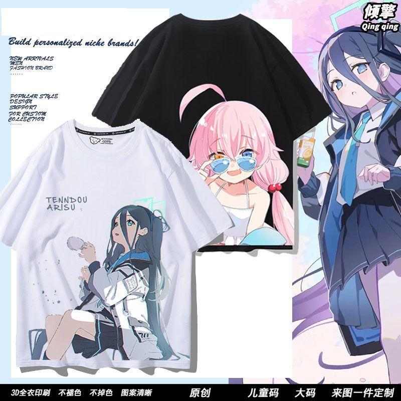 Anime Cosplay Blue Archive Azusa Fashion T-shirt Summer Shirt Fans Short Sleeves Man Girl Clothes Tees Gift Pure Cotton Tops