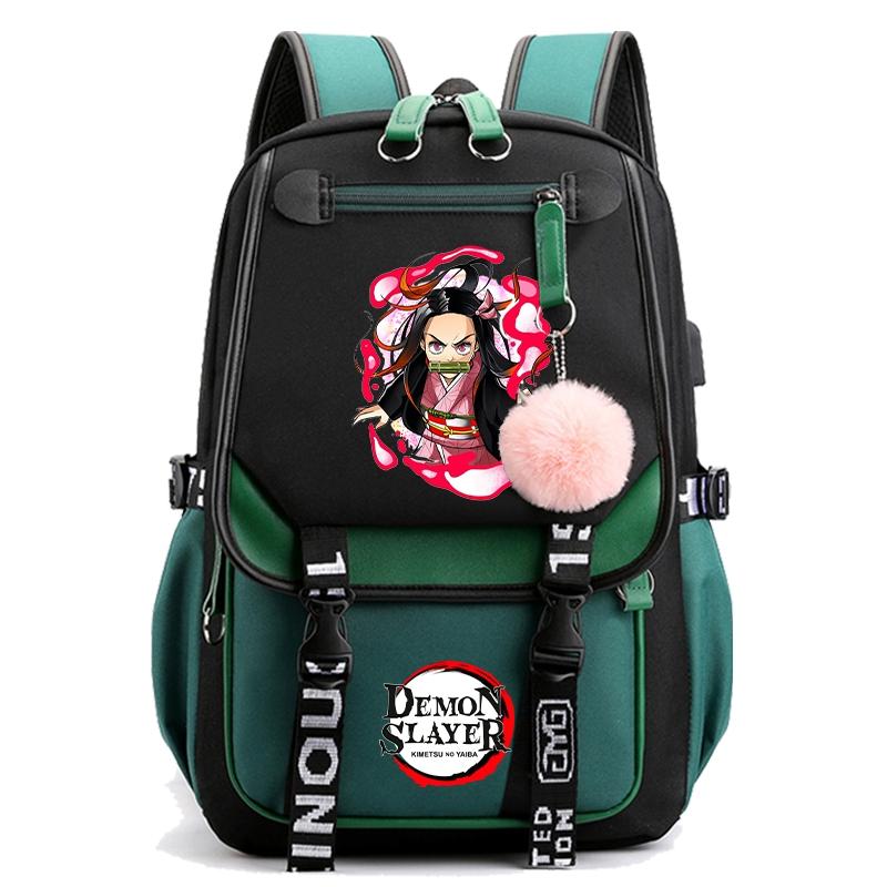 Anime Demon Slayer Backpack for Women Canvas Laptop Bag Back To Schoolbag for Teenager Girl Boy Schoolbag Men Women Travel Bag
