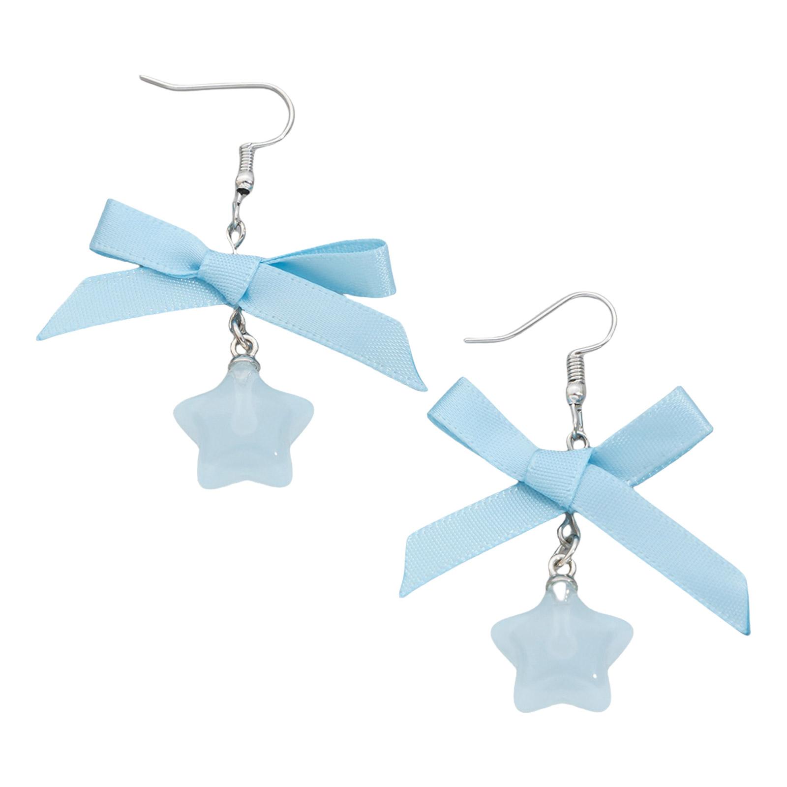 

Comfortable Bowknot Ribbon and Star Dangle Earrings for Women Acrylic Fashion Accessory Add Charm to Fashion Outfit синій