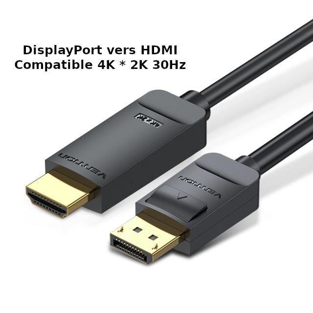 Câble Vidéo/Audio - VENTION - DP vers HDMI - 4K 30Hz - 1,5m - Noir