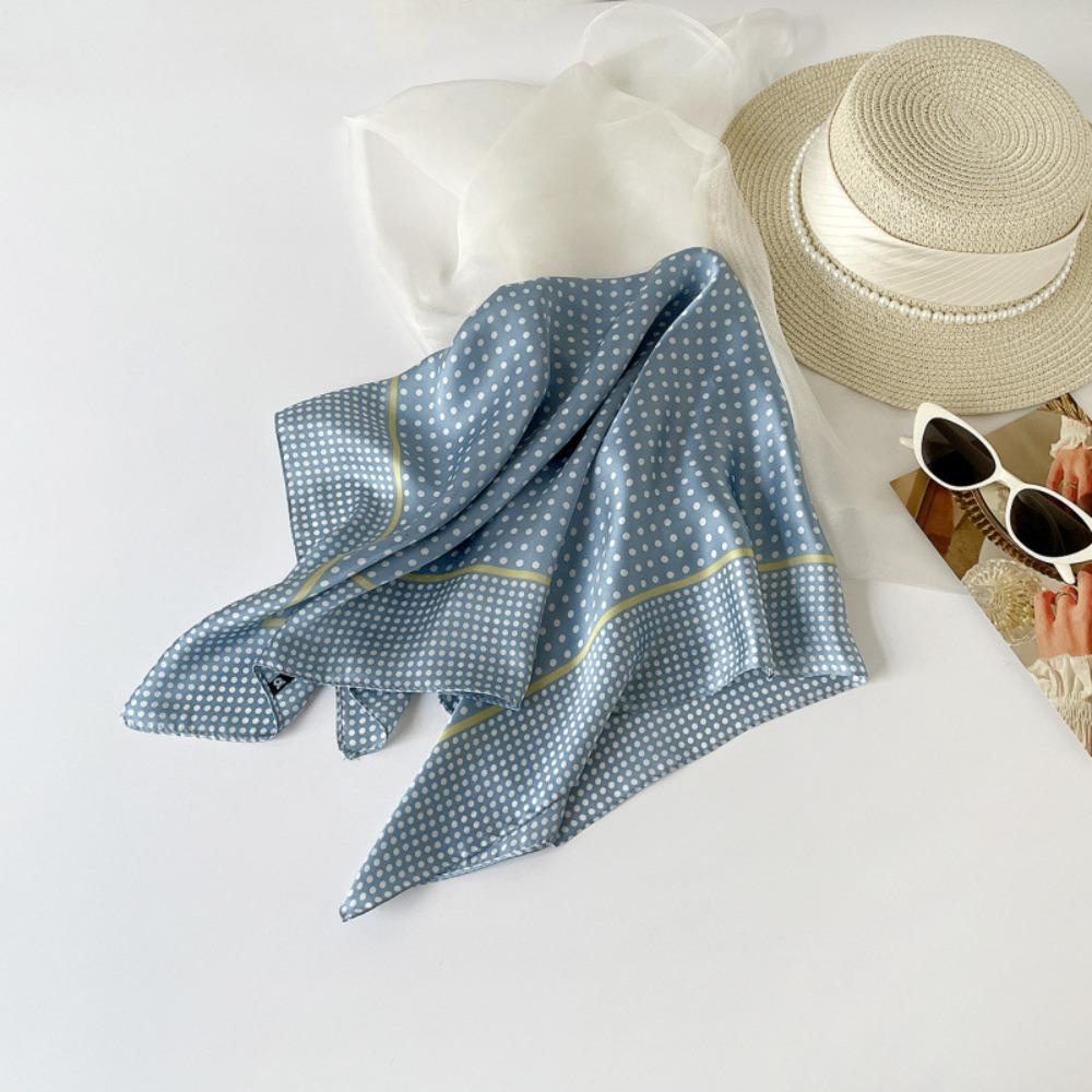 Printed Dot Print Scarf Colorful Polka Dot Silk Scarf Simple Hair Scarf Female