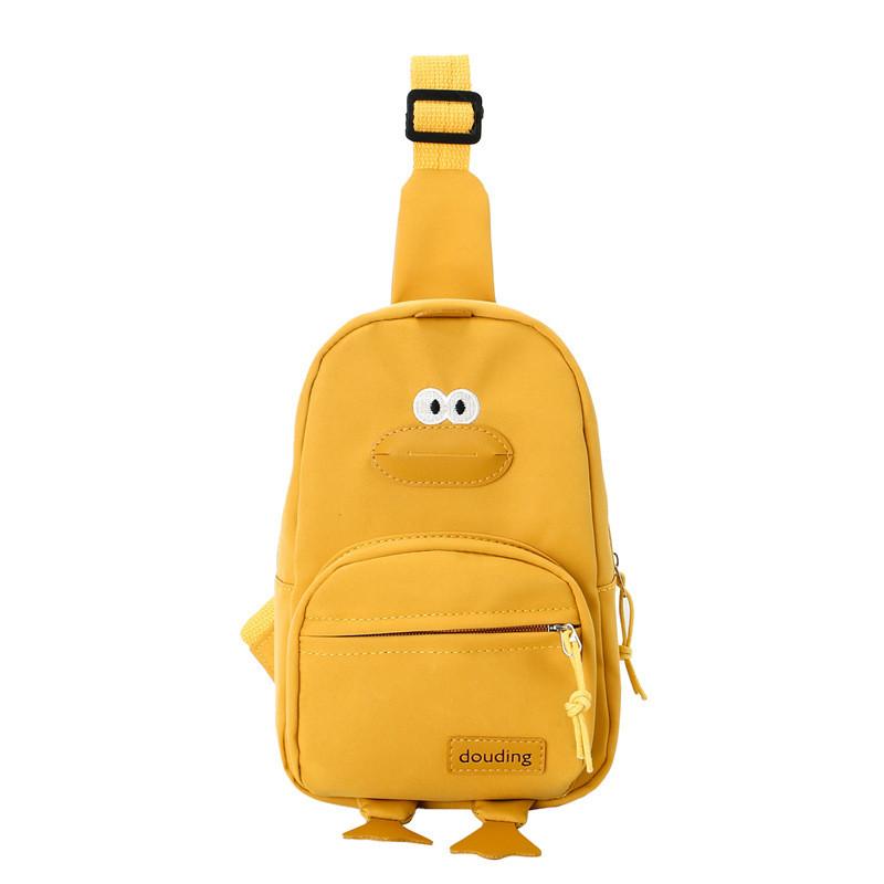 Adorable Korean Style Children s Sling Bag With Fun Cartoon Design And Breathable Nylon Material Yellow