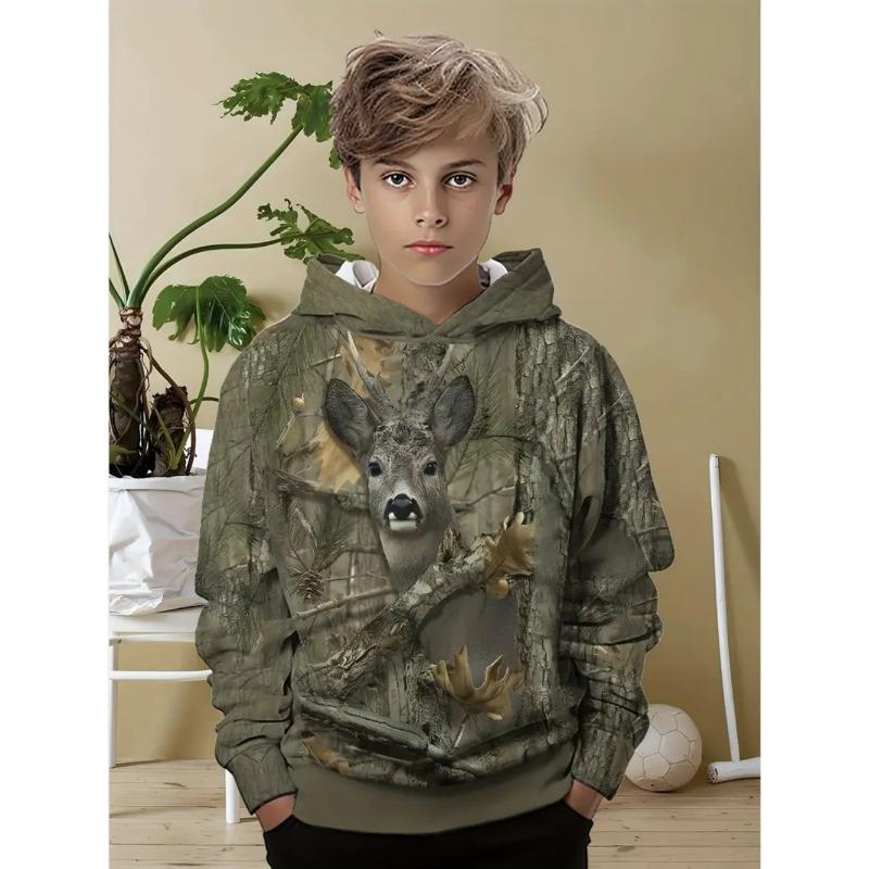 Camouflage Hunting Hoodies Forest Print Boy Clothes Outdoor Sports Long Sleeve Trip Tactical Training Esweatshirt Kids Clothing
