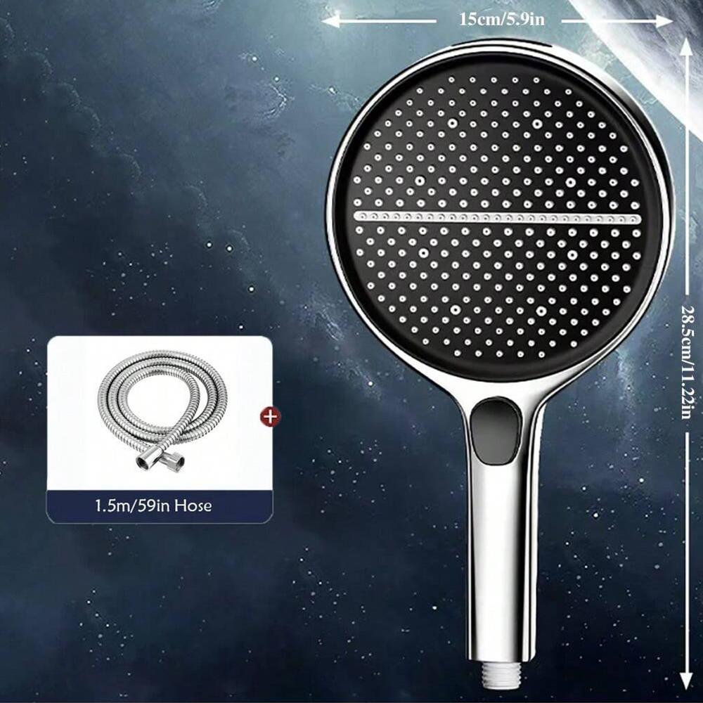 Black 15CM Big Panel 4 Modes Pressure Boost Shower Head High Pressure Large Flow Spray Nozzle Massage Shower Bathroom Accessorie