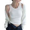 Damen Sommer Modal Geripptes Trägertop mit integriertem BH
