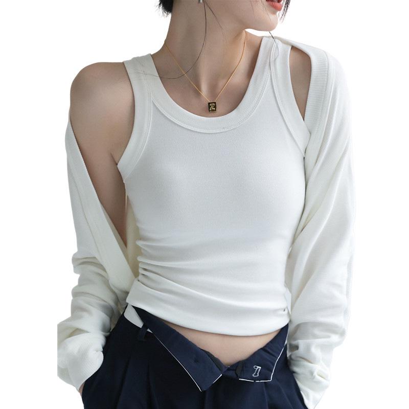 Damen Sommer Modal Geripptes Trägertop mit integriertem BH