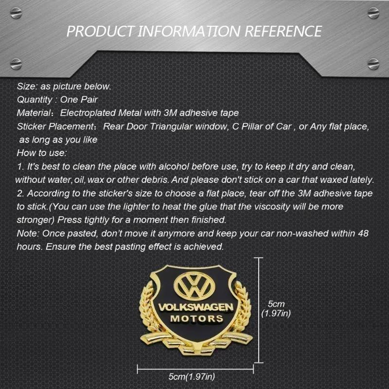 2025 Hot 2pcs Decal for Volkswagen Golf MK4 MK6 MK7 Jetta Touareg Beetle Passat Polo Tiguan CC Car Body Sticker Metal Emblem Sty