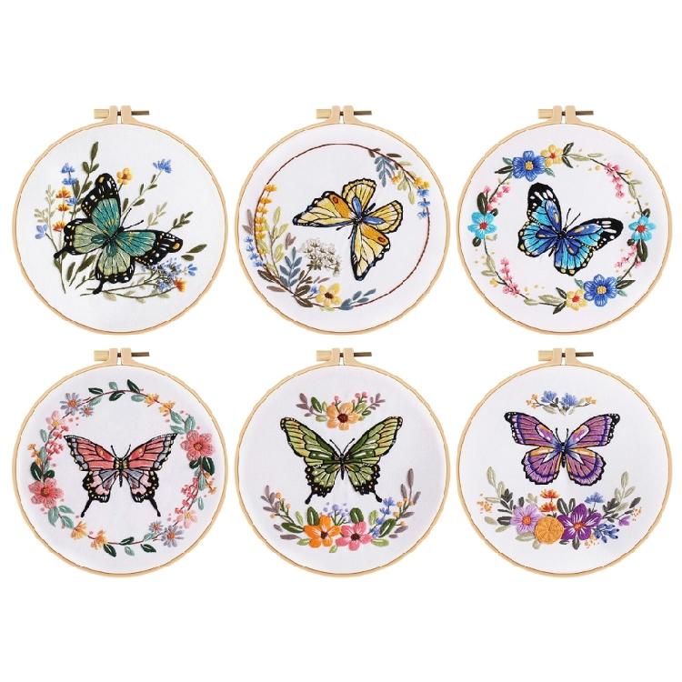 Sewing Kits Embroidery Kits with Butterfly Floral Pattern Handmade Butterfly Floral Embroidery Starter Kits for Woman