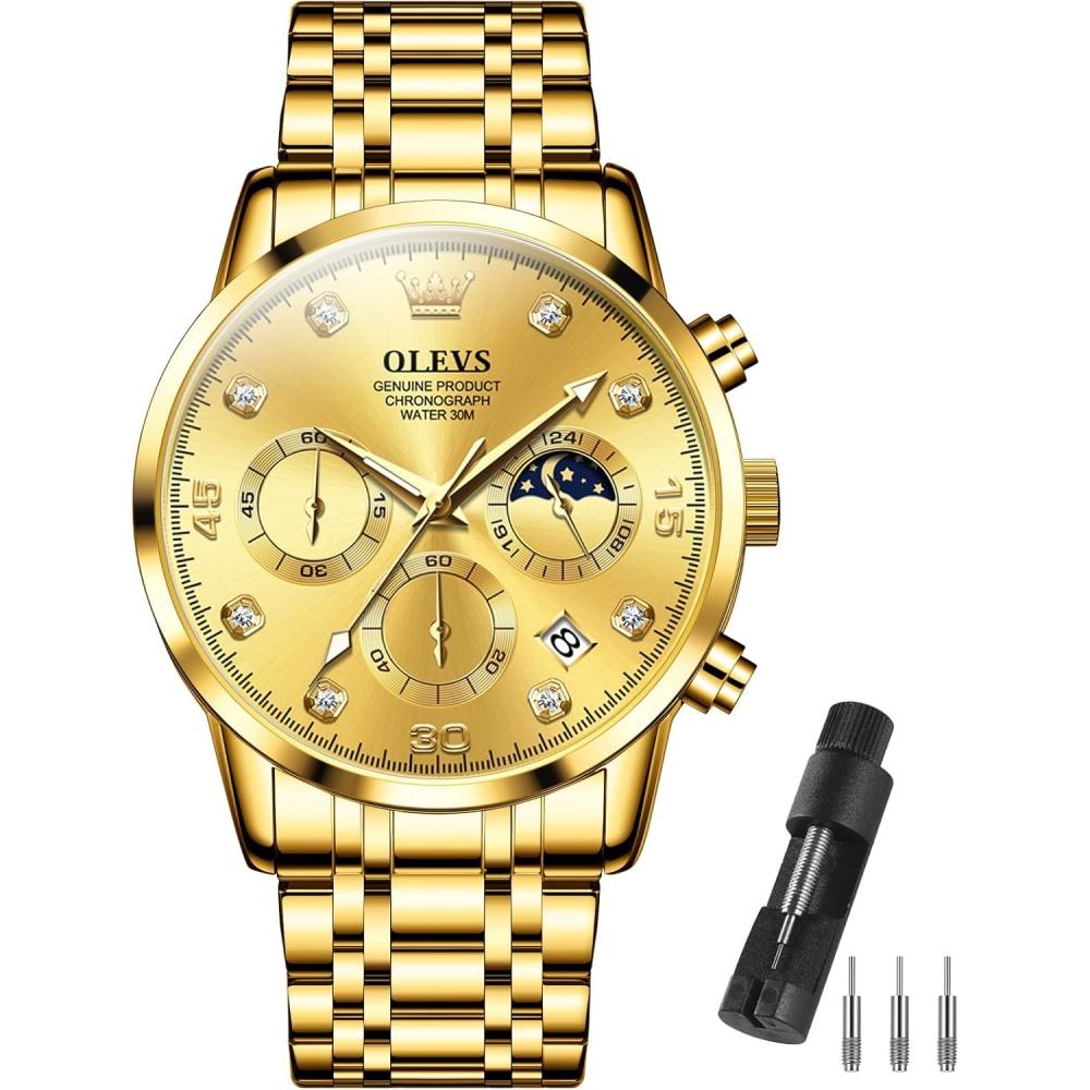 Iqiyi Mens Chronograph Analog Watch Waterproof Metal Band 2889g Gj