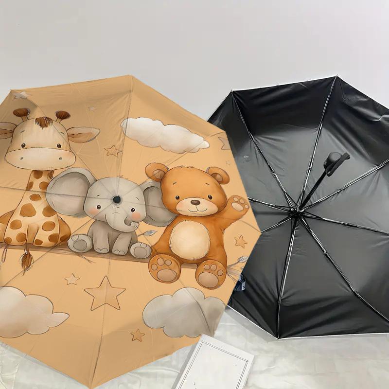 1PC Giraffe Elephant Umbrella-8-Rib Reinforced Portable Folding Travel Suitable for All Seasons Outdoor Daily Use-J379