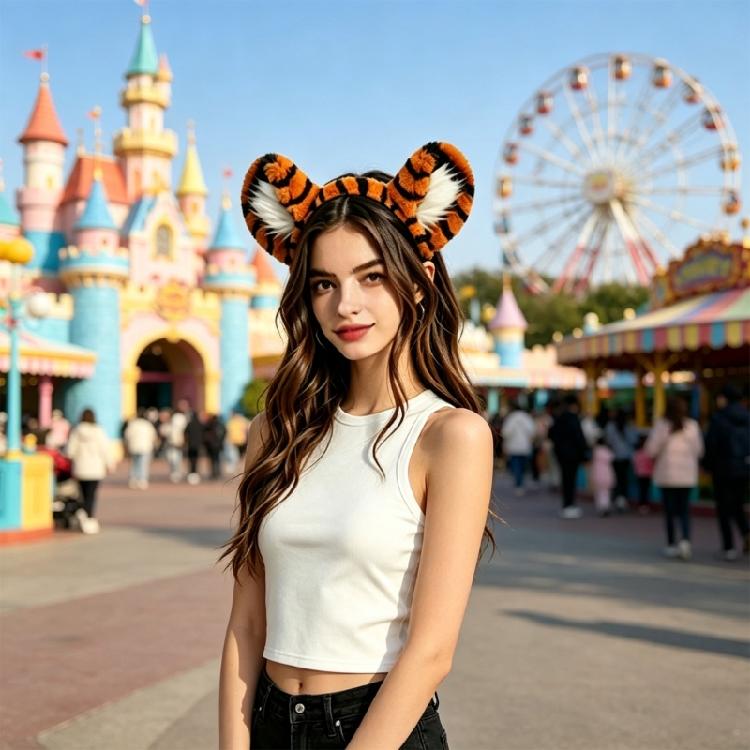 Plush Costume Prop Set with Ear Headband and Flexible Tail for Kids Halloween Party Wear, Picture Corners, and Stage Looks